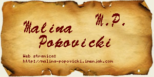 Malina Popovicki vizit kartica